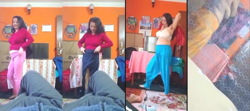 Desi Big boobs Mom Changing Front of Her Son